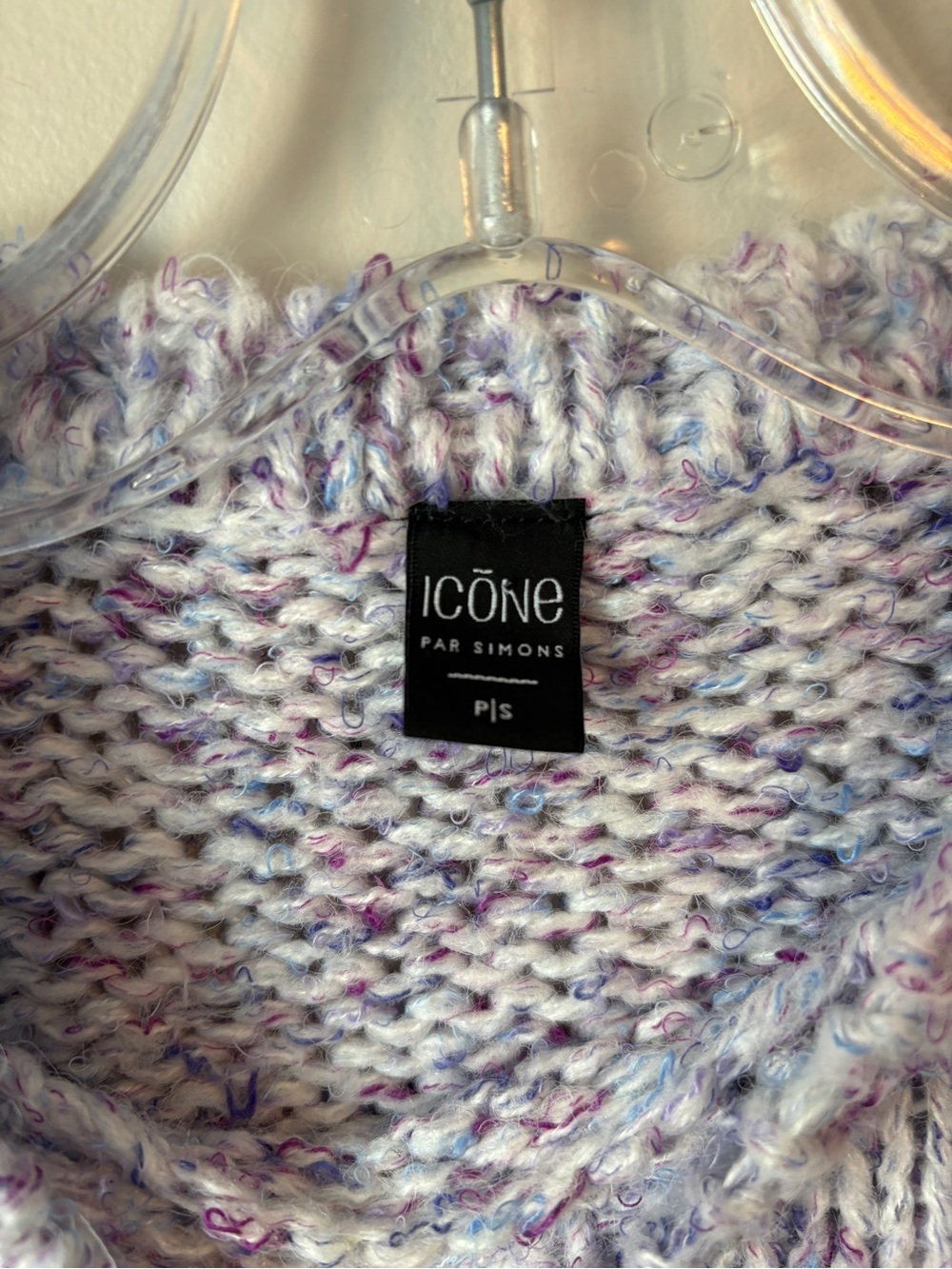 Icône Simons Lavender Periwinkle Confetti Marled Knit Crewneck Sweater Small S - Picture 2 of 6